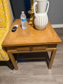 Mid-Century Wood End Table with Drawer