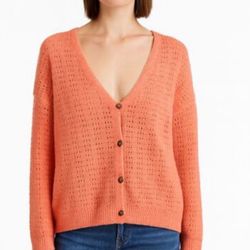 Madewell Open Knit Cardigan XS Oversized Boho Cotton Button Front