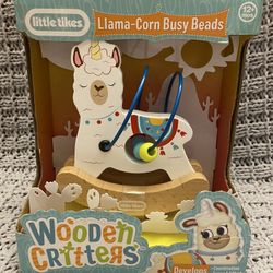 NEW. Wooden Llama-corn busy beads 