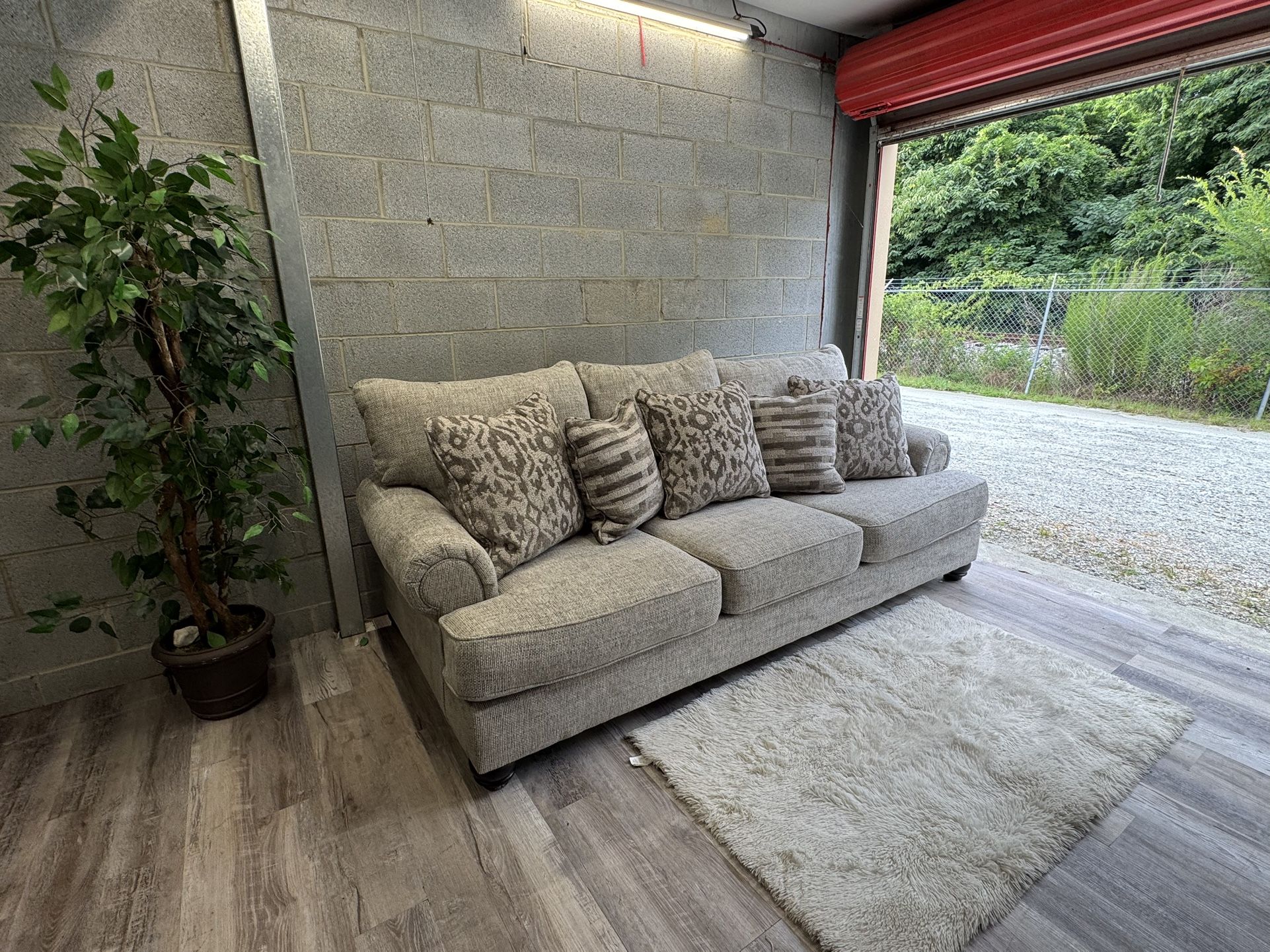 (Delivery) Large Grey 3-Seater Sofa / Couch with Pillows