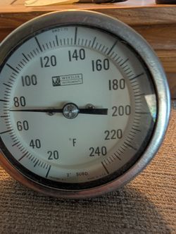 Weksler 3" Bimetallic 20-240°F Self-Indicating Thermometer 