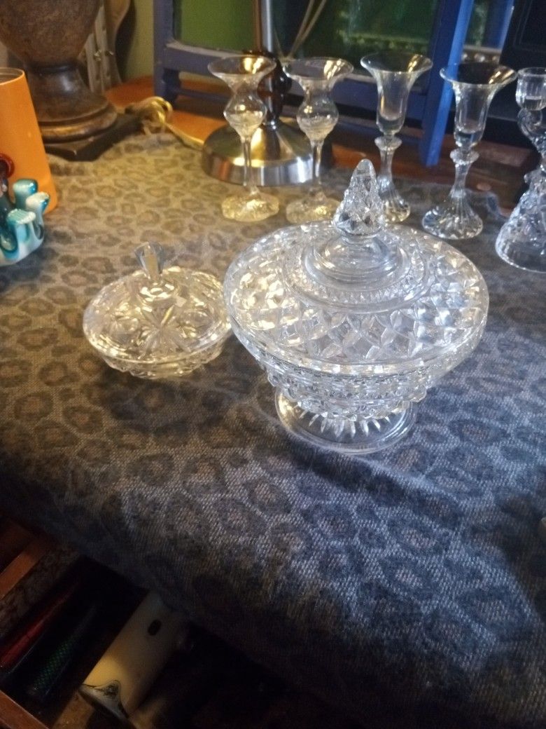 2 Crystal Candy Dishes