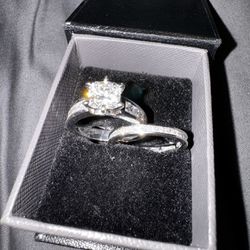 14K White gold Diamond Ring Wedding Set 2.25ct And 1ct 14ct White Gold Eternity Wedding Band