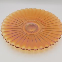 Vintage Imperial Marigold Carnival Glass Cake Platter 