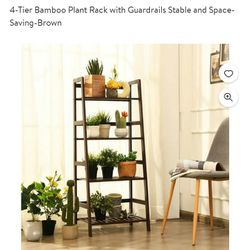 4 Tier Bamboo Book Shelf Or Plants New $55