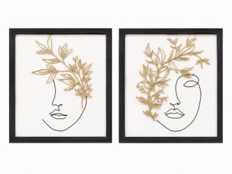 Brand New Set of 2 Modern Framed Wall Art – 12” x 12” Each