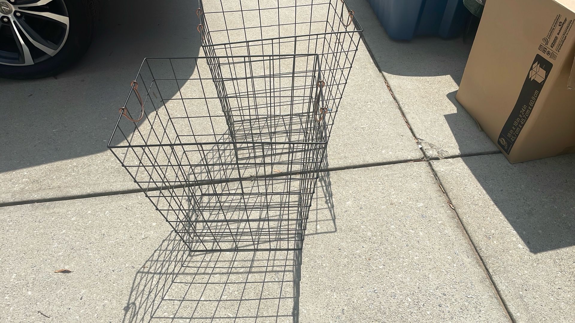 2  Tall Metal Hampers And/ Or Baskets For Misc