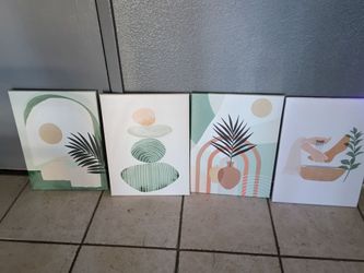 Set of 4 Boho Canvas Wall Art Prints