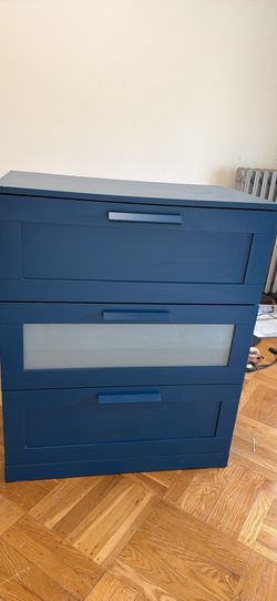 Blue 3 deep solid drawer dresser 37” x 30” wide