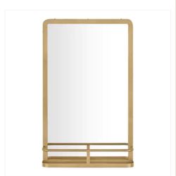 Modern Gold Shaped Mirror With Shelf—New In Box!