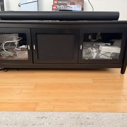 Black Entertainment Unit With Doors And Shelves