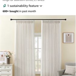 Brand New Pinch Pleated Linen Curtains (2 Panels, 40” x 96”)