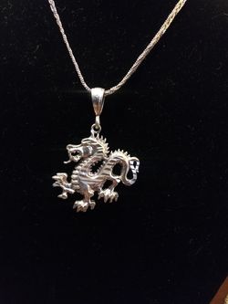 Dragon 925 pendant on braided sterling silver chain
