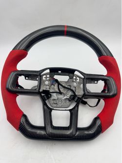 Customized Red Forged Carbon Fiber Steering Wheel For Ford Mustang 2024 2025
