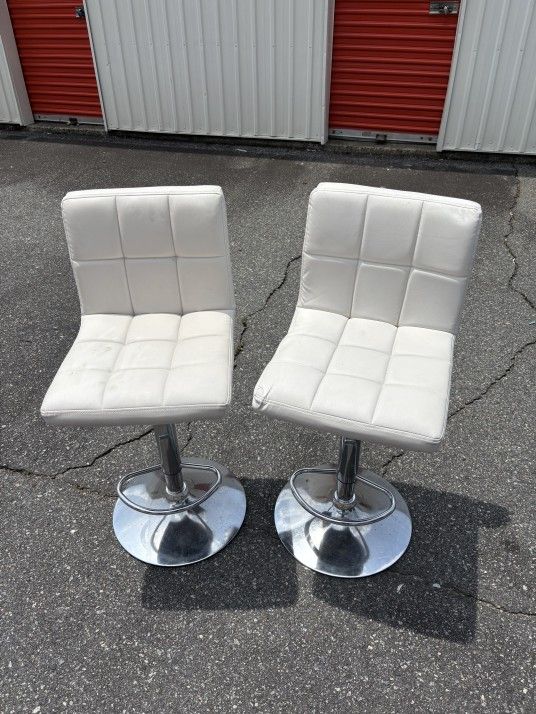 White Leather Bar Stools