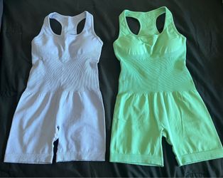 Free people movement rompers size M- 2 rompers green & light purple