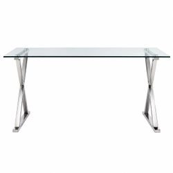 Glass Top Metal X Frame Writing Desk