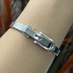 S925 silver belt style irregular chunky cuff bangle bracelet