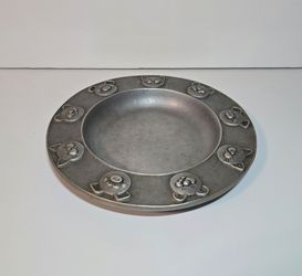 Wilton Armetale Pewter Animal Faces Baby Bowl 8" Vintage Mount Joy USA Serveware