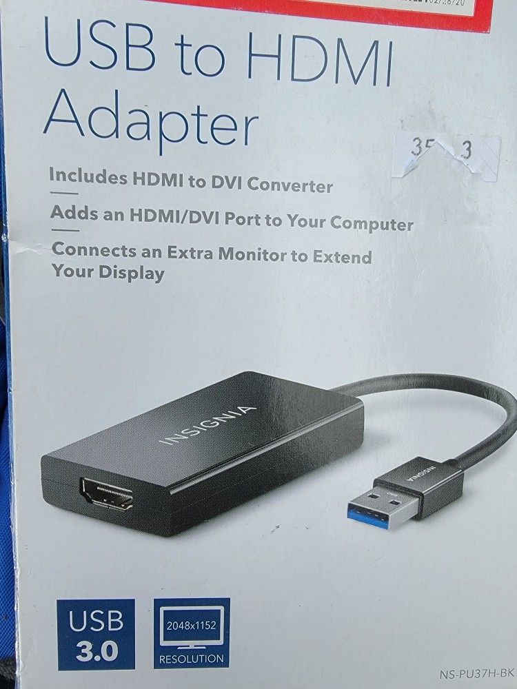USB to HDMI Adapter that includes an HDMI to DVI Converter. 