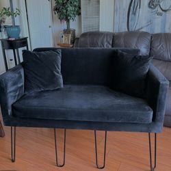 Velvet Black Loveseat Sofa