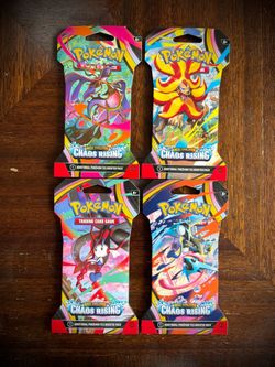 (4) Pokemon TCG: Chaos Rising Sleeved Booster Pack Art Set