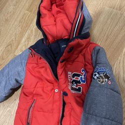 London fog 2T toddler puffer fleece lined coat/ jacket. Sports all star theme