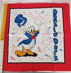 Vintage Colorful Walt Disney Donald Duck Woronowicz 50/50 Handkerchief Bandana
