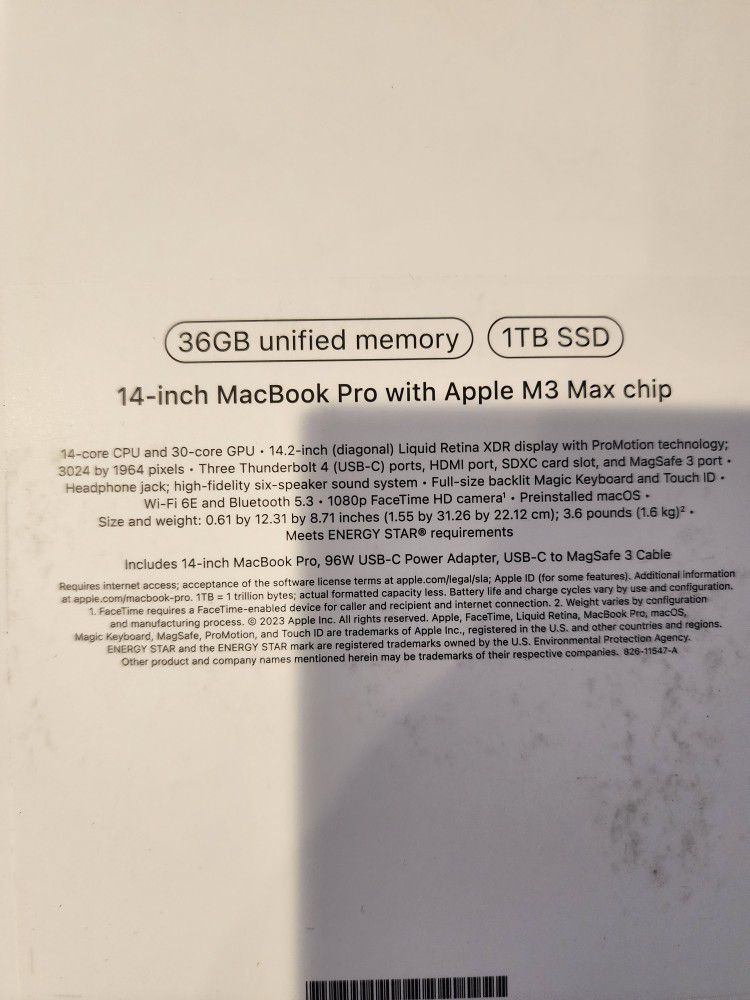 New MacBook Pro 14 Inch M3 Max 36gb/1tb