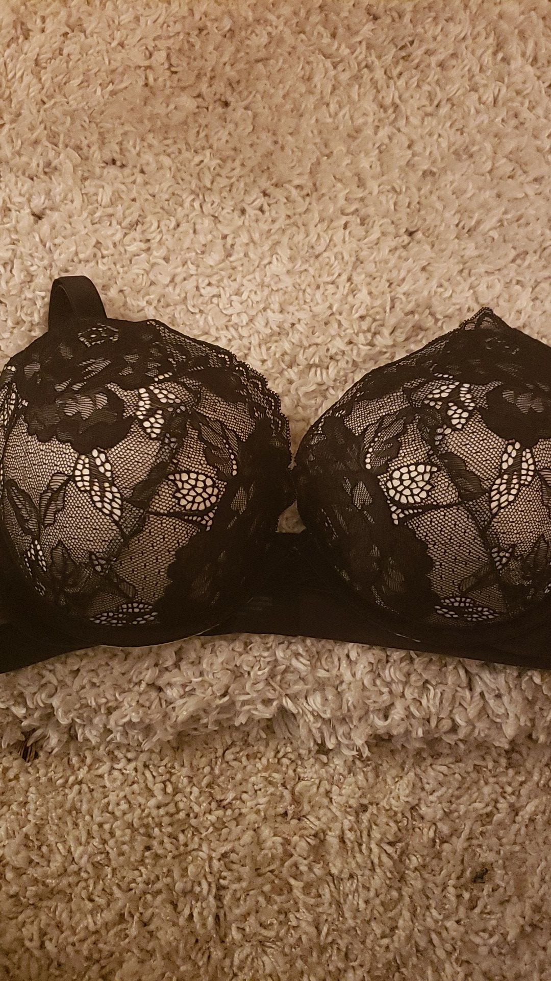 Black and White Lace Plunge Bra