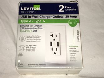 Leviton Decora 2-Pack 20 Amp Outlet and USB combo 