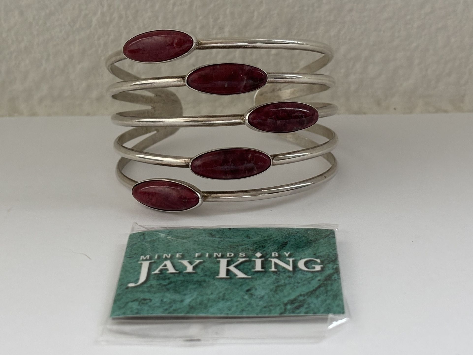 Sterling Silver And Thulite Bracelet 