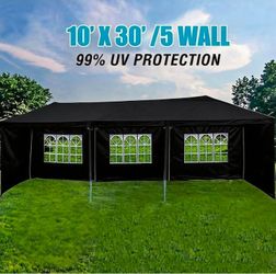 10'x30' Party Tent, Outdoor Wedding Canopy Tent with 5 Removable Sidewalls, Waterproof Heavy Duty Gazebo Shelter for Parties BBQ Events Garden Backyar