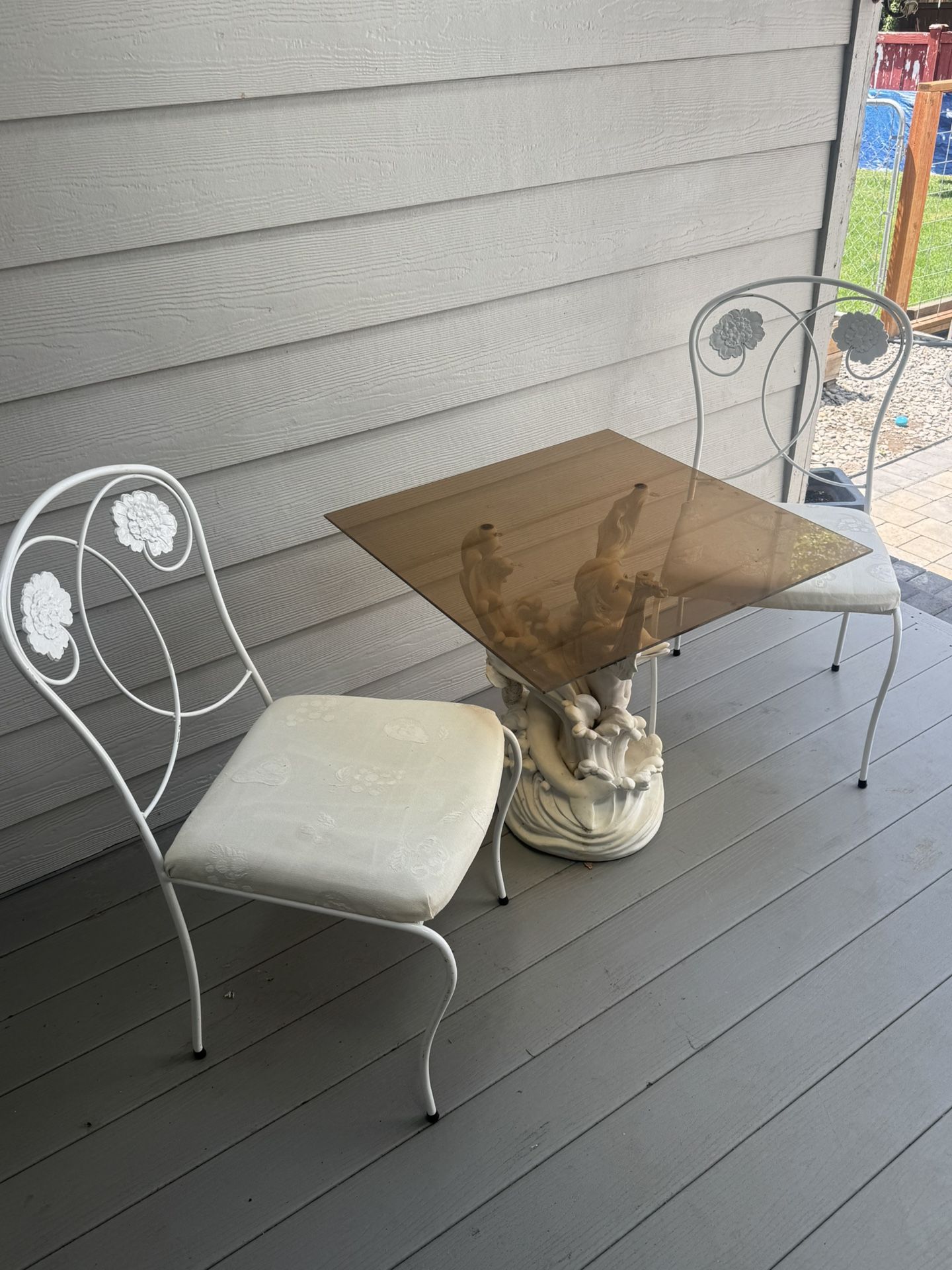 Beautiful Mid-Century Wrought Iron Chairs With Water Feature