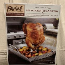 Chicken Roaster, Stainless Steel, 11.75” Grill Basket, Parini Cookware