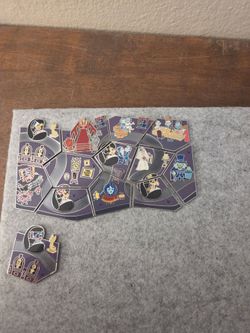 Disneyland Haunted Mansion Mystery Map Puzzle Pin Set Complete