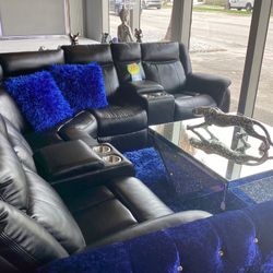 Beautiful Furniture Sofa Sectional 2Power Recliners On Sale Now For $1899 With Free Rug