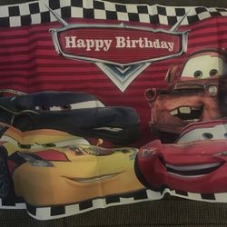 Cars Happy Birthday Banner/backdrop