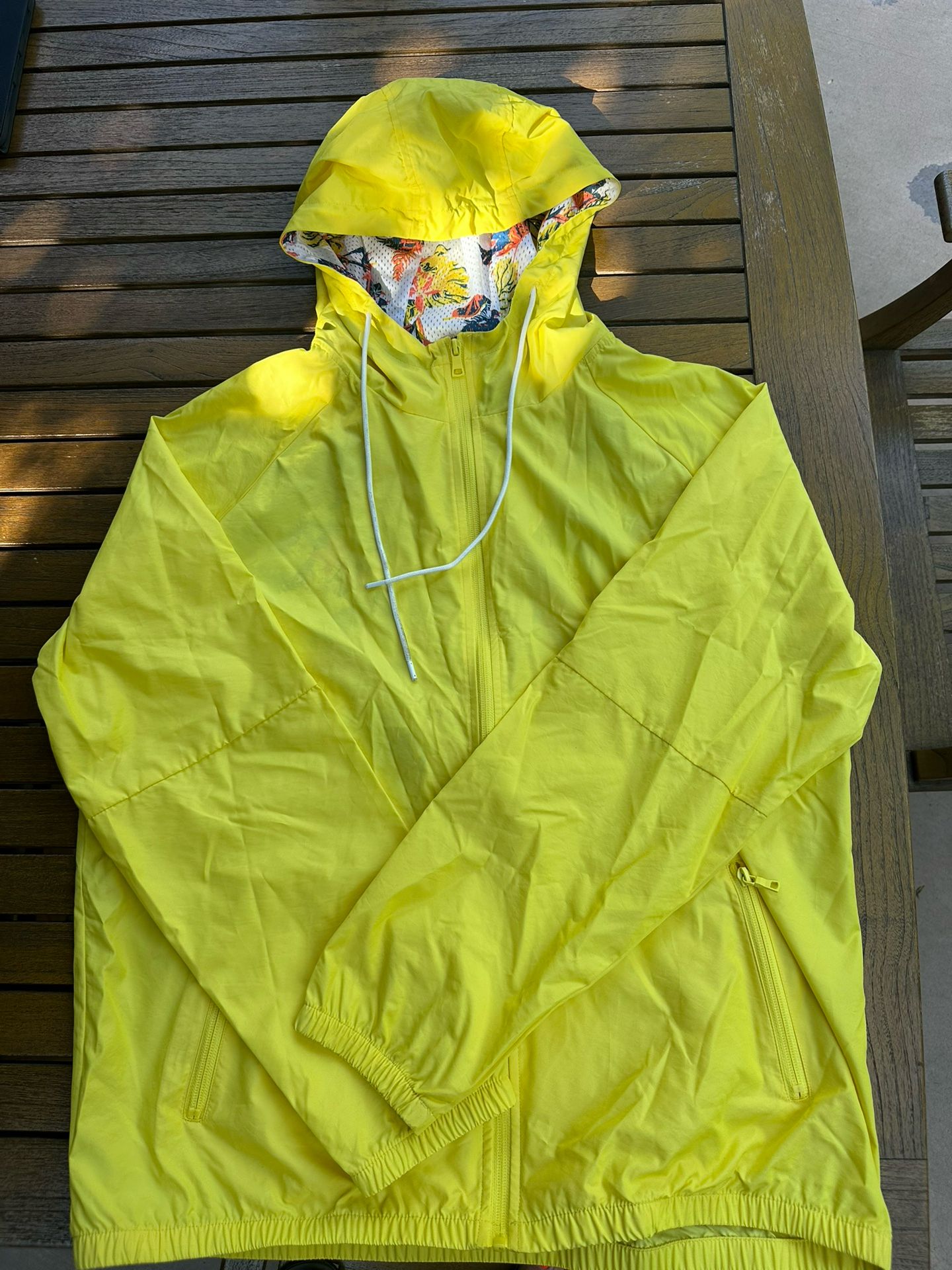 Women’s Large Yellow Hooded Windbreaker – Original Use (New with Tags)