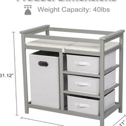 Baby Changing Table With Hamper And Storage 