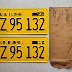 NOS 1956 to 1962 California truck License Plates Commercial ford F100 Chevy Apache GMC for YOM  