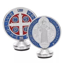 01 Piece Saint Benedict Holy Medal Desktop Decoration Zing Alloy Color Silver