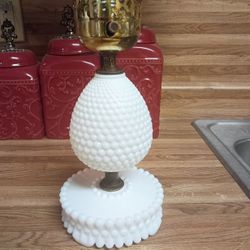Vintage Hobnail Milk Glass Lamp