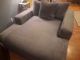 Gray Fabric Oversized Chaise Lounge Sofa