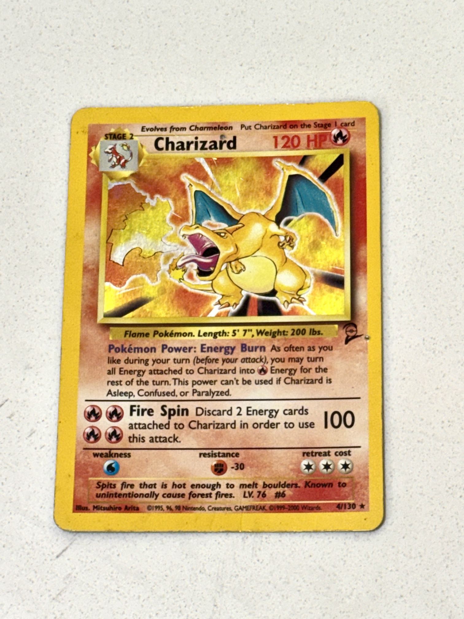 Pokémon Base Set Charizard Holo 4/130 – Lightly Played (Damage) – WOTC 1999