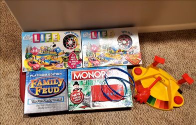 Board Game Bundle- Monopoly, Game of Life, Family Feud, Headbanz, Pie in Face