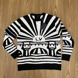 Wool Sweater with Lettering Jacquard Mens Size M 