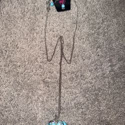 Paparazzi, Turquoise And Silver Heart Necklace Set