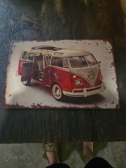 Old vintage Volkswagen bus sign