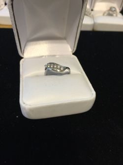 Diamond Sterling Silver Ring Sz 6